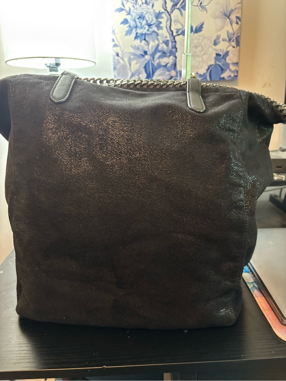 Stella McCartney Falabella Shaggy Deer East West Shopper Tote - Black/Silver - Picture 4 of 15